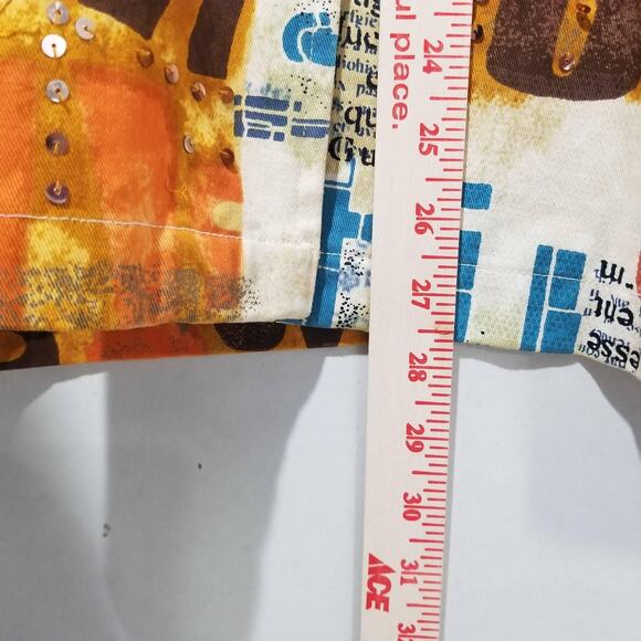 New Direction Woman Jacket Womens 2X Multicolor Art Print Cotton Button Front - Picture 7 of 8